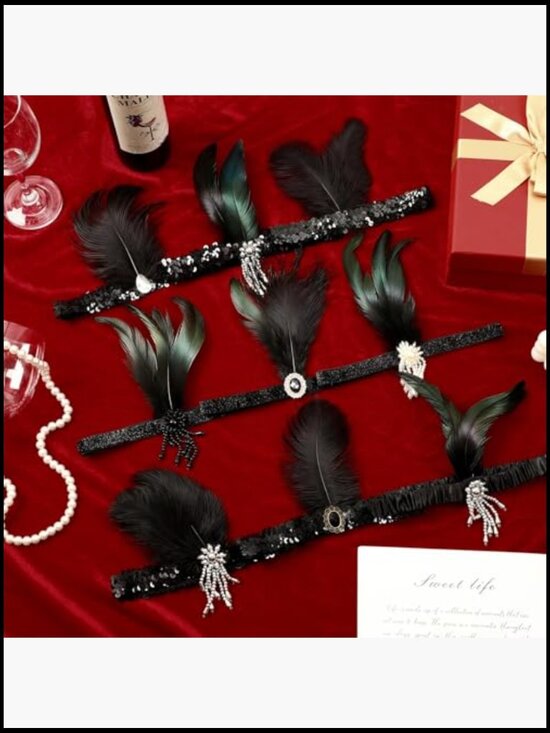 1920s Flapper Headband Set Vintage Rhinestone Hair Accessories Party
